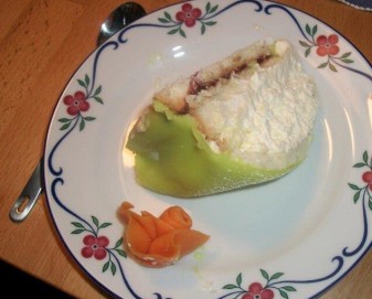 Princess Cake, from my name day, that my relatives got me, during my week in Sweden. My cousin, who is a chef, says this is the correct way to do Princess cake. She sent me a recipe, but I've only ever tried a Tres Leches Princess cake highbred (it was too much, actually)